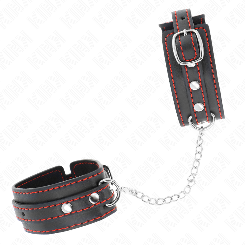 Kink - Piccoli Fermapolsi Neri Con Fodera Rossa Regolabili 14-24 Cm X 3,5 Cm