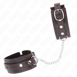 Kink - Piccoli Fermapolsi Neri Con Fodera Rossa Regolabili 14-24 Cm X 3,5 Cm