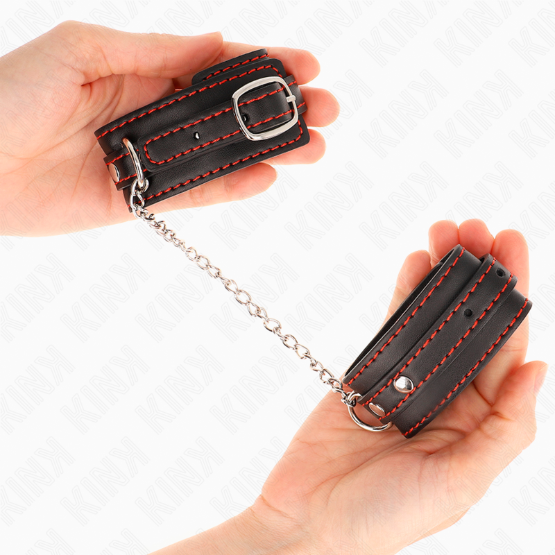 Kink - Piccoli Fermapolsi Neri Con Fodera Rossa Regolabili 14-24 Cm X 3,5 Cm