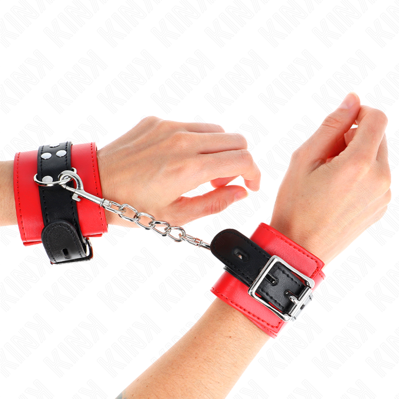 Kink - Cintura Rossa Per Polsi Con Cintura Nera Regolabile 17-28 Cm X 6 Cm