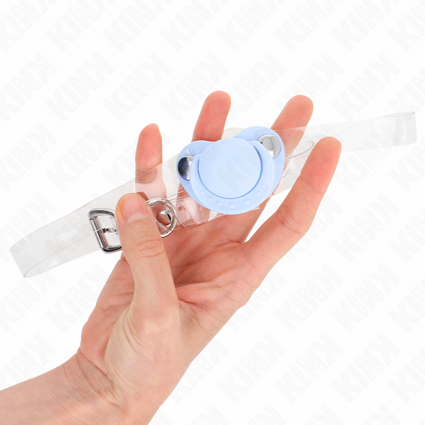 Kink - Bavaglio A Forma Di Ciuccio Azzurro 5,5 X 4 Cm Regolabile 43-60 Cm
