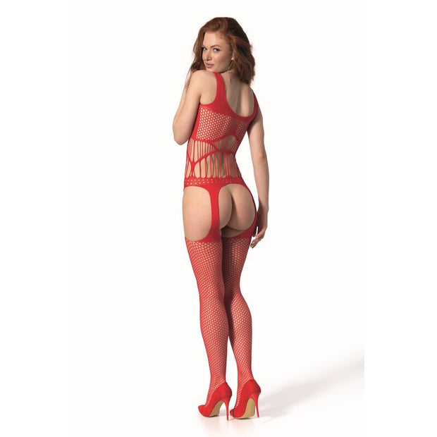 Passion - Bs 106 Bodystocking Rosso Taglia Unica