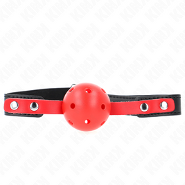 Kink - Palla Rigida Rossa Cava 4 Cm Bavaglio Cinghia Nera 60 X 2 Cm Regolabile 37-52 Cm
