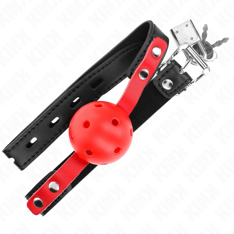 Kink - Palla Rigida Rossa Cava 4 Cm Bavaglio Cinghia Nera 60 X 2 Cm Regolabile 37-52 Cm