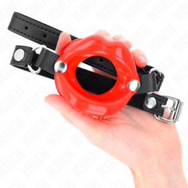 Kink - Baffo Labbra 8 Cm Con Cinturino In Similpelle Rosso 63 X 2 Cm Regolabile 39-58 Cm
