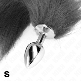 Kink - Plug Anale Taglia S 7 X 3 Cm Con Coda Sintetica 40 Cm Grigio E Bianco