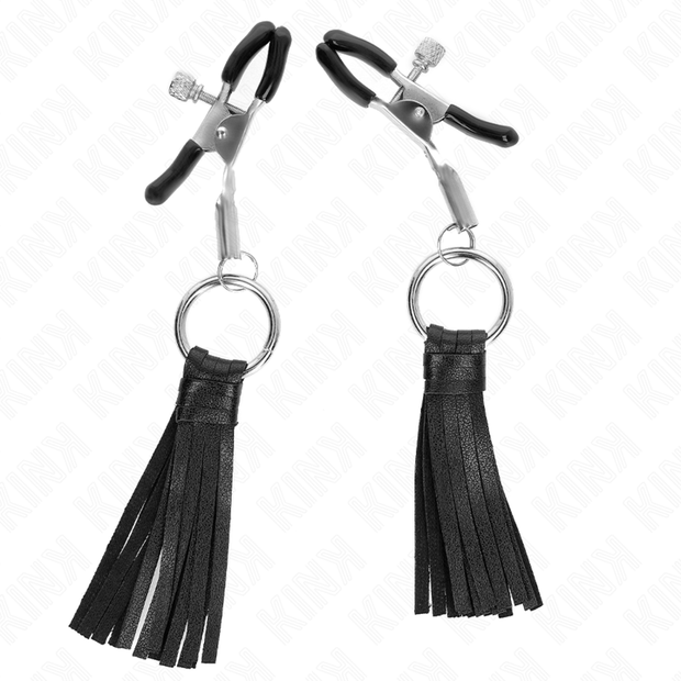 Kink - Morsetti Per Capezzoli In Similpelle Con Nappa 6 Cm