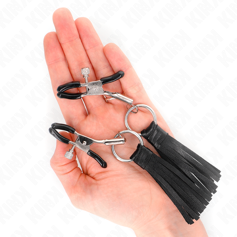 Kink - Morsetti Per Capezzoli In Similpelle Con Nappa 6 Cm