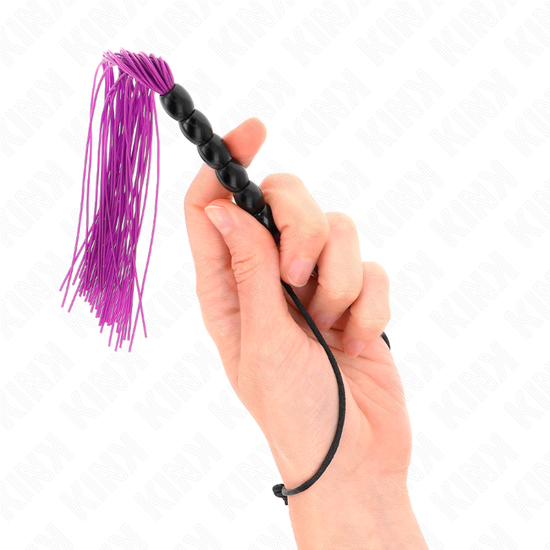 Kink - Mini Frusta In Silicone Con 6 Perline Viola 26 Cm