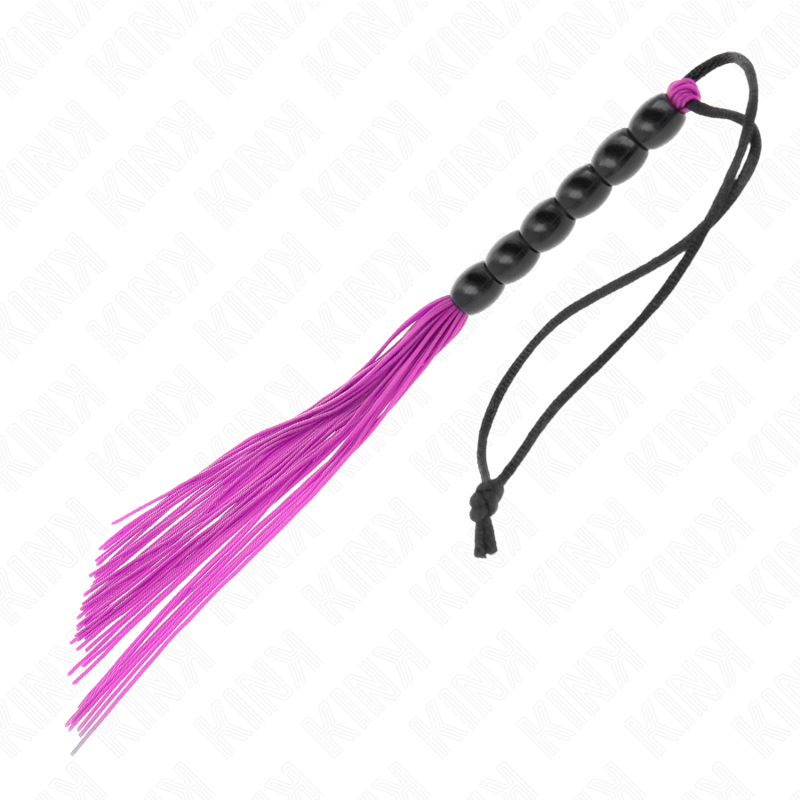 Kink - Mini Frusta In Silicone Con 6 Perline Viola 26 Cm