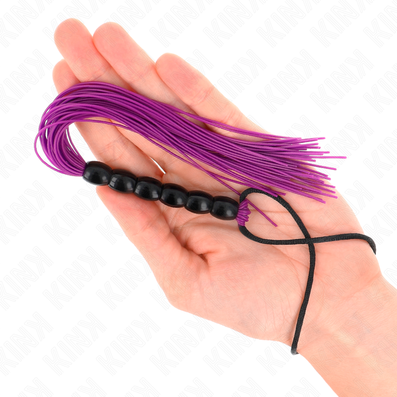 Kink - Mini Frusta In Silicone Con 6 Perline Viola 26 Cm
