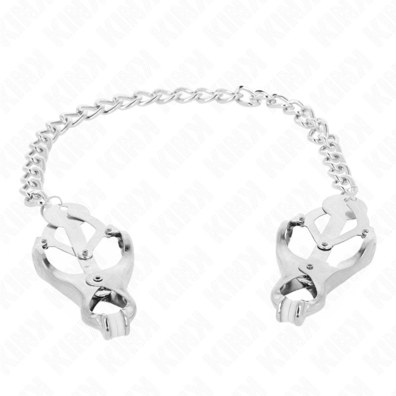 Kink - Morsetti Per Capezzoli A Trifoglio Giapponesi Con Catena Argento 30 Cm