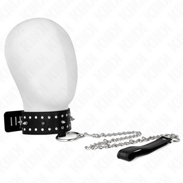 Kink - Collana Con Guinzaglio 65 Cm Con Borchie In Argento Modello 1 Regolabile 36-43 Cm X 5 Cm