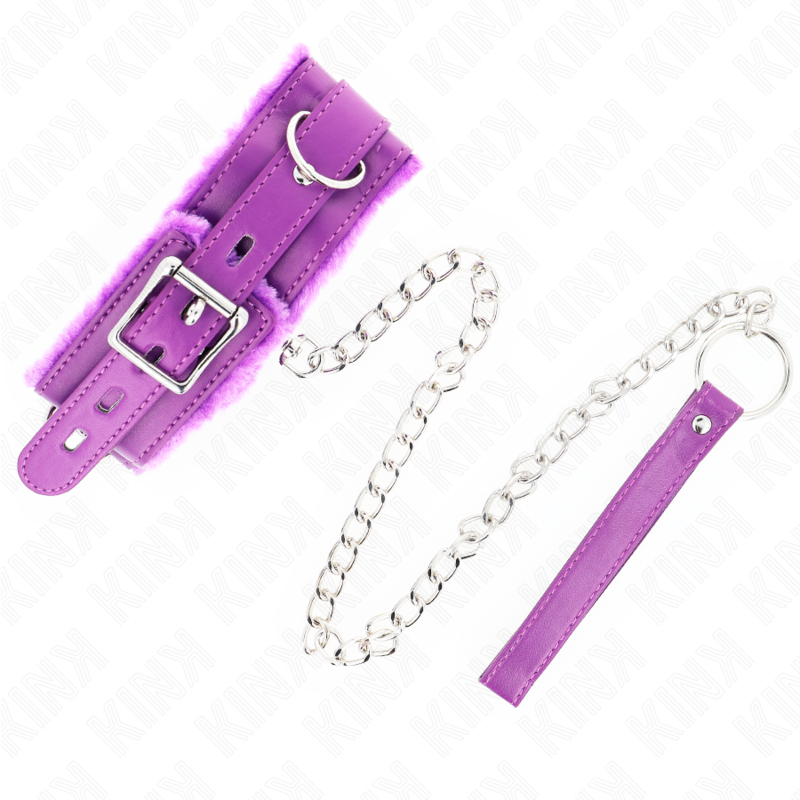 Kink - Collare Con Guinzaglio 65 Cm Con Restrizioni Viola 36-42 Cm X 5,5 Cm
