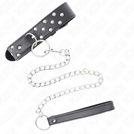 Kink - Collana Con Cinturino E Rivetto Ad Anello 65 Cm Nero Regolabile 36-50 Cm X 3,8 Cm
