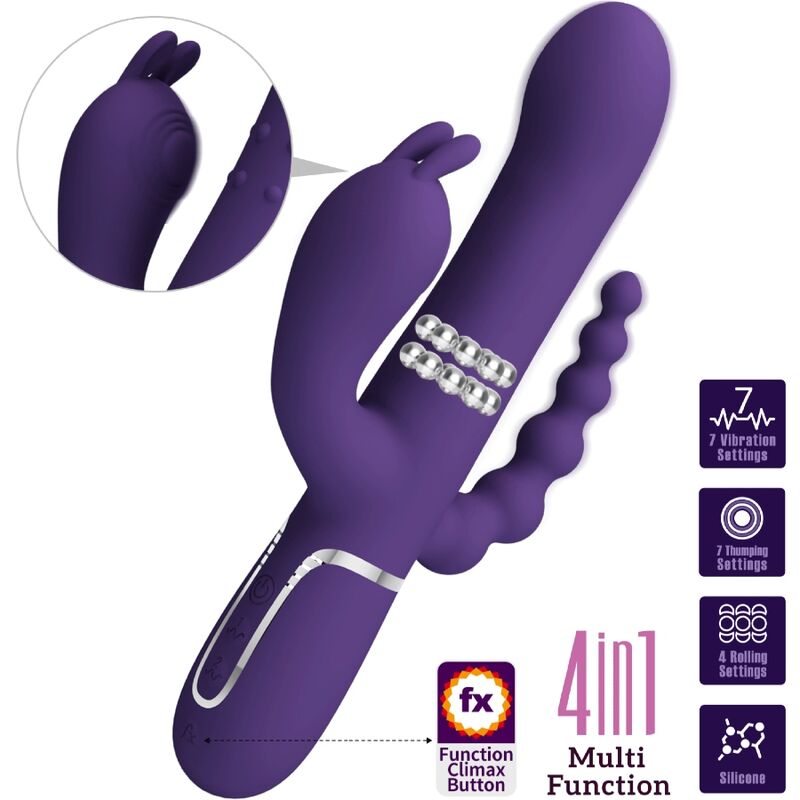 Pretty Love - Cammy Vibratore Triplo Multifunzione 4 In 1 Viola