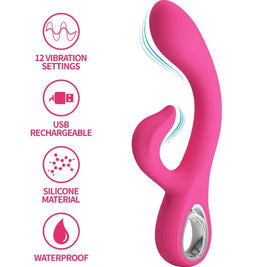 Intense Fritz Rabbit Vibratore Doppio in Silicone Rosa