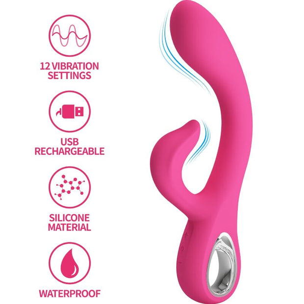 Intense Fritz Rabbit Vibratore Doppio in Silicone Rosa