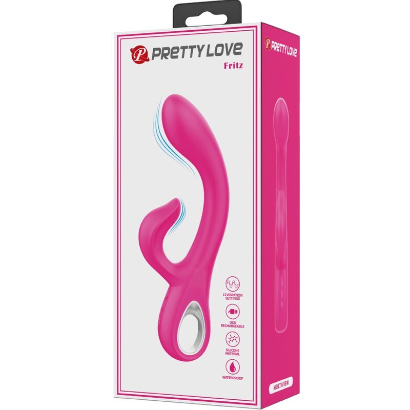 Intense Fritz Rabbit Vibratore Doppio in Silicone Rosa - immagine 9