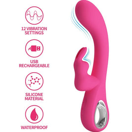 Pretty Love - Vibratore Novak Rabbit 12 Vibrazioni Rosa