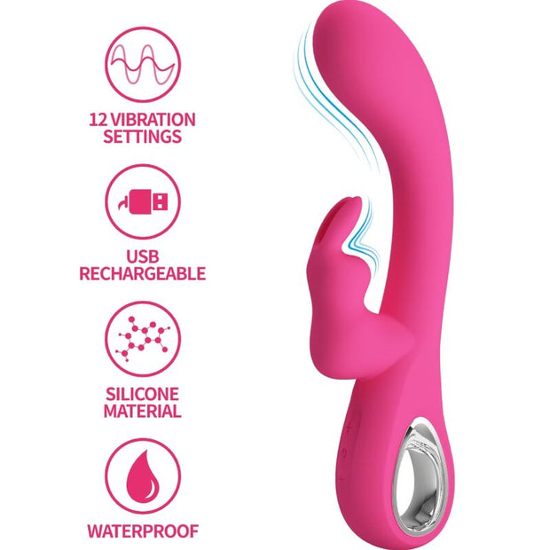 Intense Novak Vibratore Rabbit 12 Modalità in Silicone Rosa