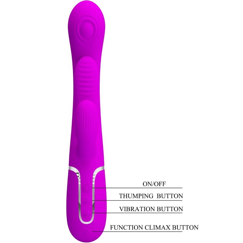 Intense Shania Vibratore Triplo Rabbit Premium in Silicone Rosa - immagine 5