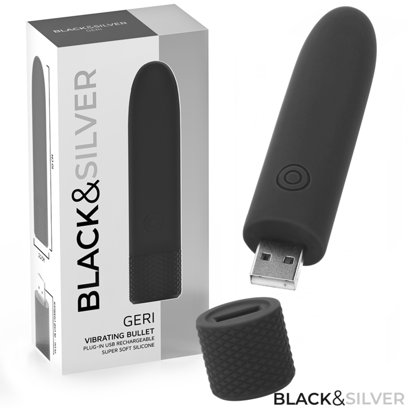 Black&Silver Geri Bullet Vibrante USB Ricaricabile 8 Modalità