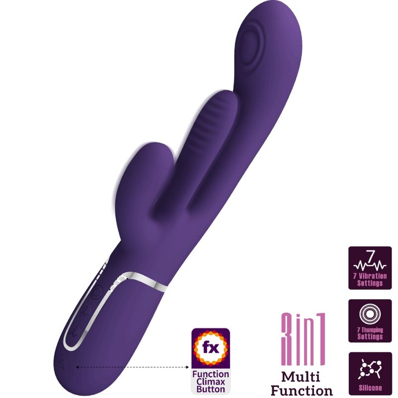 Intense Shania Vibratore Triplo Rabbit in Silicone Premium Viola - immagine 2