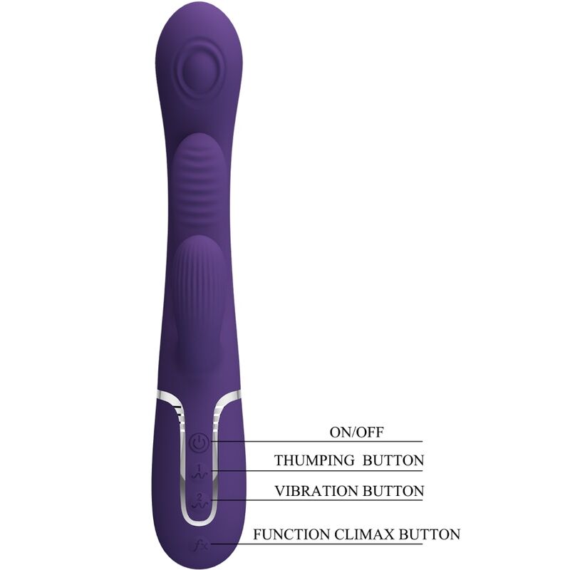Intense Shania Vibratore Triplo Rabbit in Silicone Premium Viola - immagine 8