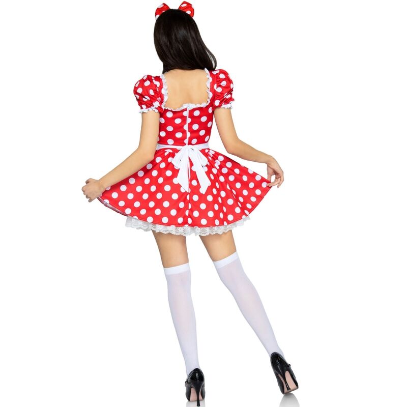 LEG AVENUE - ABITO A POIS + FASCIA PER CAPELLI ROSSO/BIANCO M
