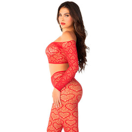 Leg Avenue - Crop Top + Calze Rosse Taglia Unica