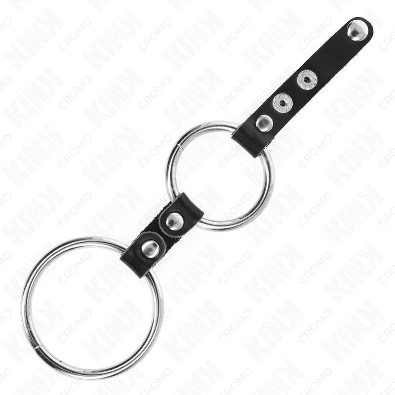 Kink - Doppio Anello Per Pene Da 3,8 Cm A 5 Cm Collegato Con Pelle