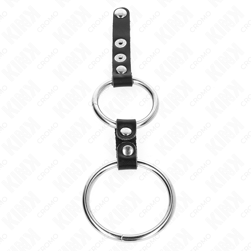 Kink - Doppio Anello Per Pene Da 3,8 Cm A 5 Cm Collegato Con Pelle
