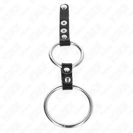Kink - Doppio Anello Per Pene Da 3,8 Cm A 5 Cm Collegato Con Pelle