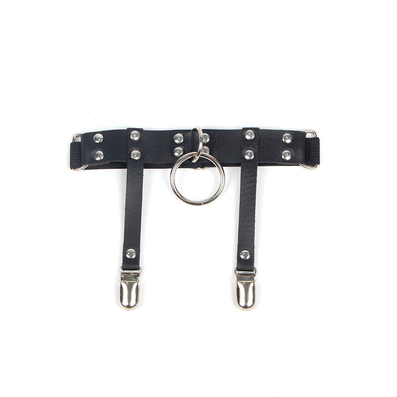 Subblime - 953744 Giarretrella Punk Regolabile In Pelle Nera Taglia Unica