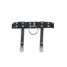 Subblime - 953744 Giarretrella Punk Regolabile In Pelle Nera Taglia Unica