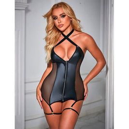 SUBBLIME - 954451 ABITO SEXY IN RETE PELLE NERO L/XL