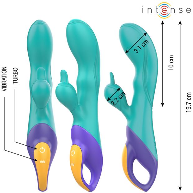 Intense Fred Vibratore Rabbit in Silicone Blu Premium - immagine 2