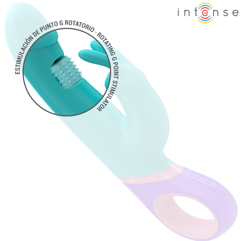 Intense - Vibratore Monica Rabbit Con Stimolatore Punto G Rotante Blu