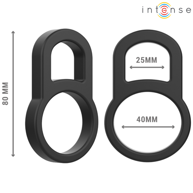 Intenso - Bobby Doppio Anello Per Pene In Silicone Nero