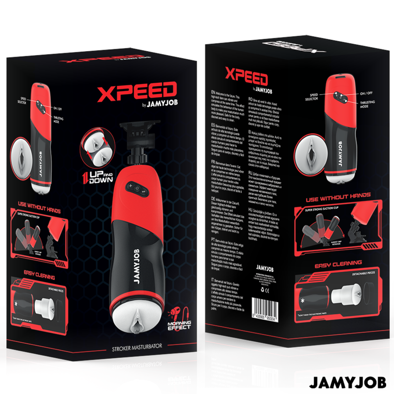 JAMYJOB - MASTURBATORE VAGINALE AUTOMATICO XPEED 5 MODALITÀ DI SPINTA ED EFFETTO SONORO