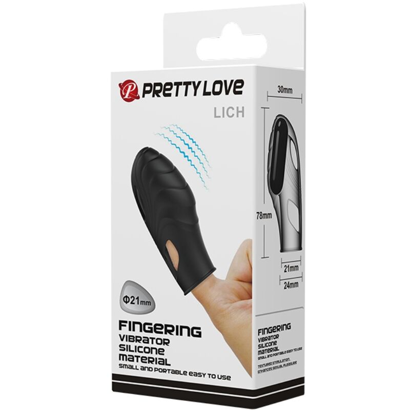 PRETTY LOVE - VIBRATORE DA DITA IN SILICONE LICH NERO