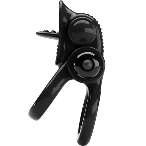 Pretty Love - Passionate Ring Doppio Anello Vibrante + Stimolatore Clitorideo Nero