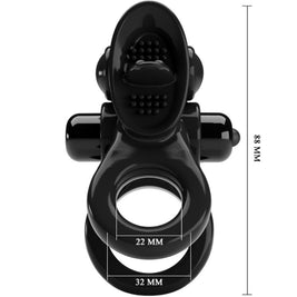 PRETTY LOVE - PASSIONATE RING DOPPIO ANELLO VIBRANTE + STIMOLATORE CLITORIDE NERO