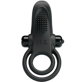 Pretty Love - Doppio Anello Vibrante + Stimolatore Clitorideo 10 Vibrazioni Nero