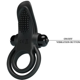 Pretty Love - Doppio Anello Vibrante + Stimolatore Clitorideo 10 Vibrazioni Nero