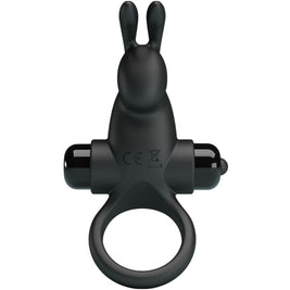 PRETTY LOVE - ANELLO VIBRANTE + STIMOLATORE CLITORIDEO CONIGLIO 10 VIBRAZIONI NERO