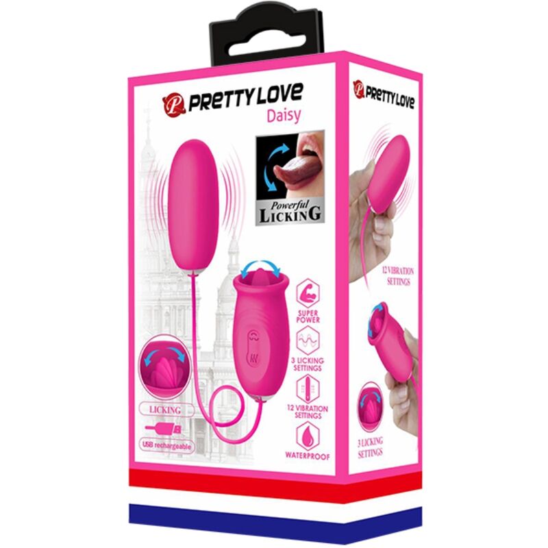 Pretty Love - Uovo Vibrante Margherita + Lingua Stimolante Clitoride Rosa