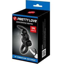PRETTY LOVE - ANELLO VIBRATORE CONIGLIO ECCITANTE 10 VIBRAZIONI NERO