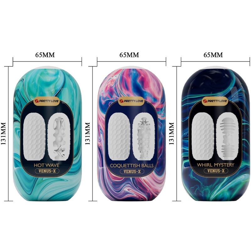 PRETTY LOVE - VENUS X 15 MASTURBATORI MASCHILI IN SILICONE BIANCO